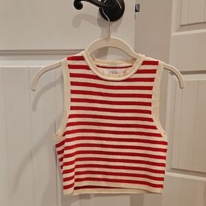 Zara Red and White Striped Tank Top